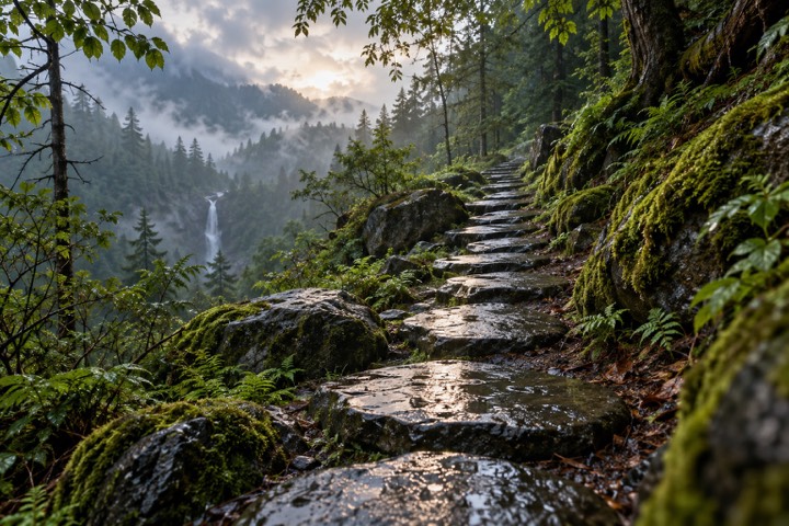 Rain on the trail.